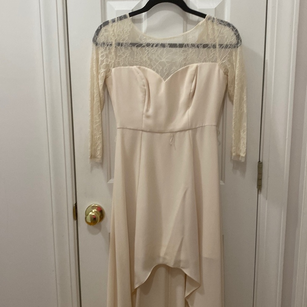 Cream high low dress 2010s